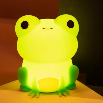 Wholesale Custom USB Rechargeable Silicone Animal Nightlight Gifts Room Decor Silica Cute Frog Night Lamp Bedroom Nightlight