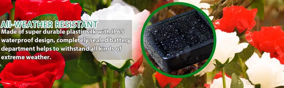 Panel Solar Rosa Realistic Rose Flower Upgraded Solar Panel Outdoor 7 Color Changing ...
