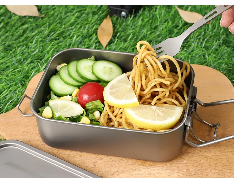 800ml Ultralight Titanium Lunch Box With Handle With Air Tight Lid For