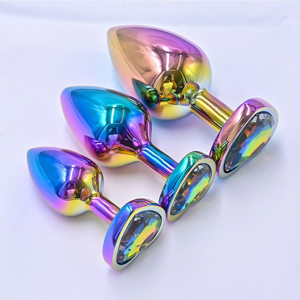 3Pcs Set Luxury Metal Butt Toys Heart Shaped Anal Trainer Jewel Butt Plug  Kit S&M Adult Gay Anal Plugs Woman Men
