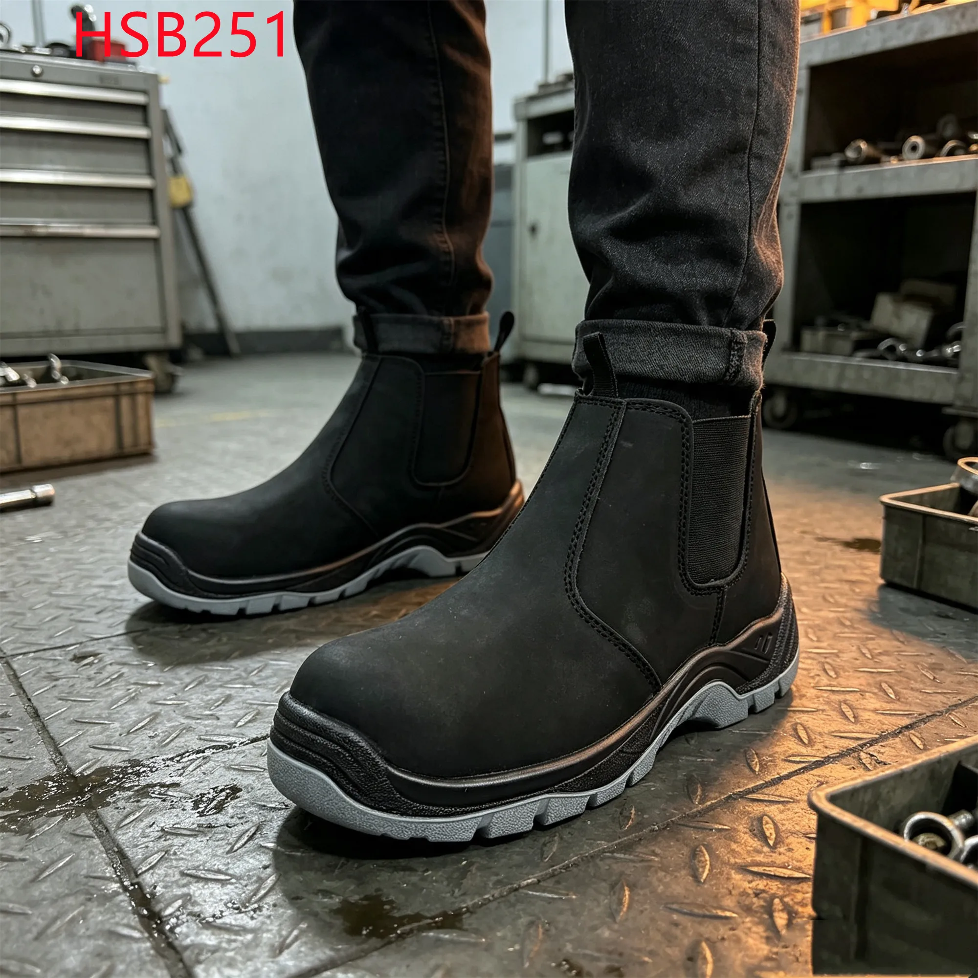LXG,Industrial Repair Pull-on Style Hua Singh Safety Boots Quality Nubuck Leather Upper Anti-hit 200J Work Footwear HSB251