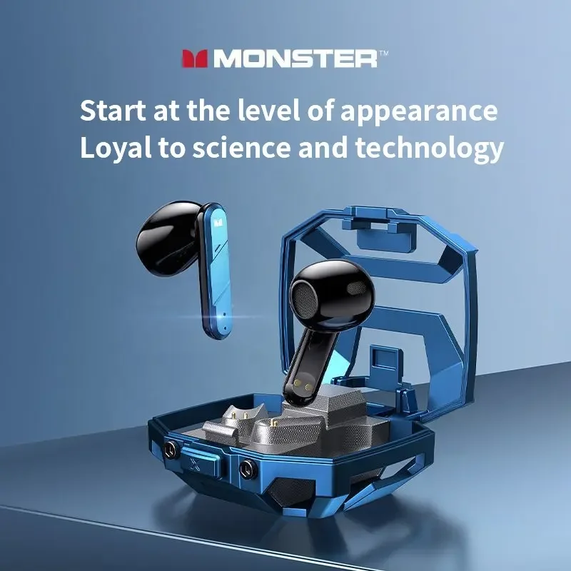 Monster Airmars xkt09 TWS headphone In-ear Gaming latensi rendah Tipe C  earphone musik Game earbud True Wireless Mode ganda