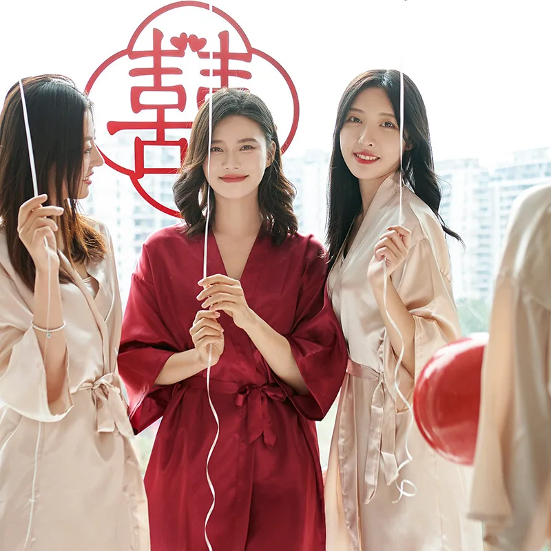 Embroidery Robe Shop Our 2023 Custom Logo Silk Personalized Embroidery Robes for Women