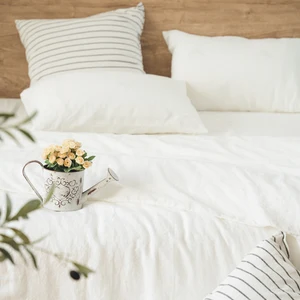 100% Linen 4pcs Bedding Set Breathable Duvet Cover Set Natural French Quilt Cover Queen Size Durable Cover for Home