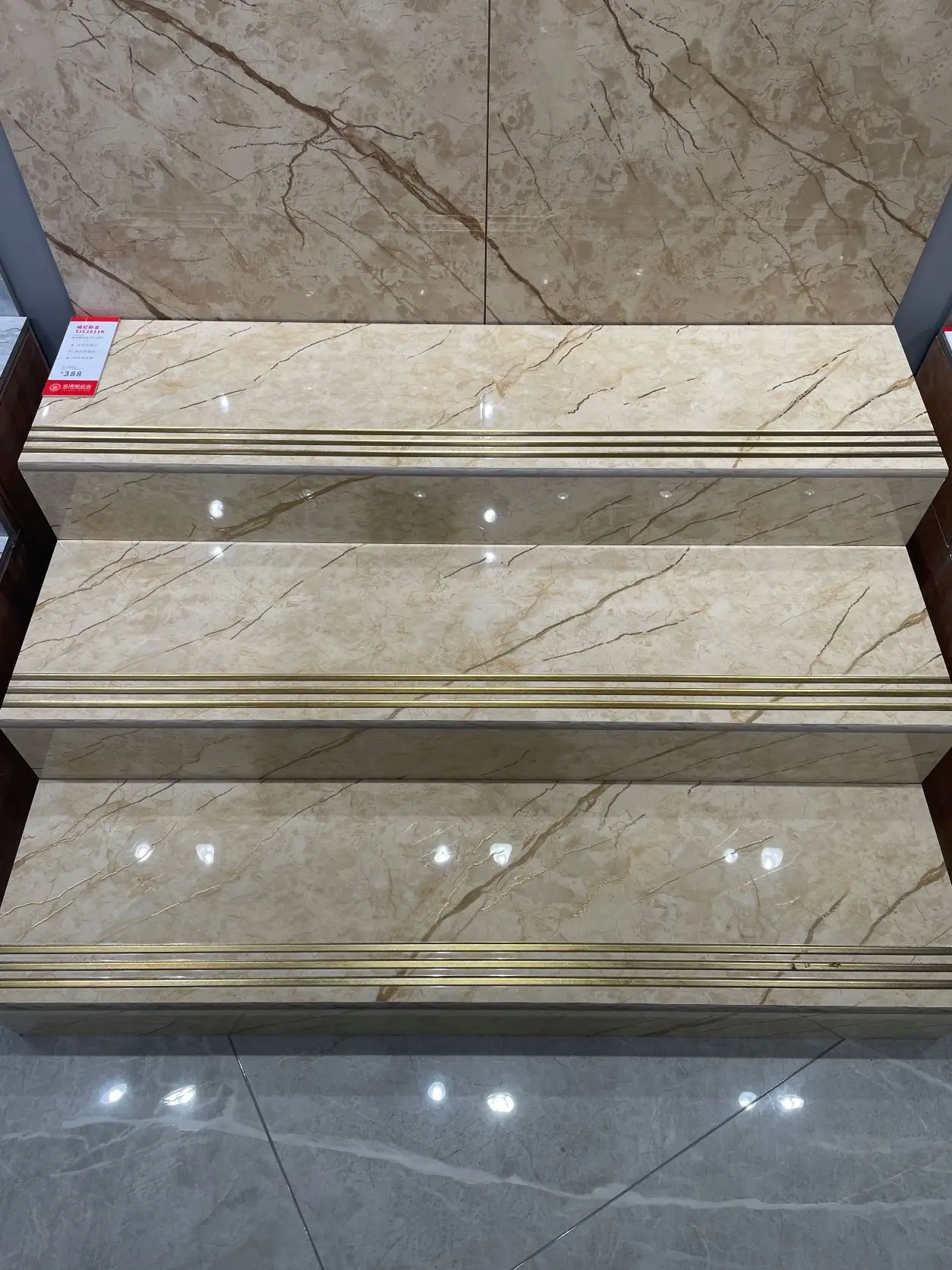 New Trendy Flooring Design Marble Tile With Gold Inlay Polished Ceramic