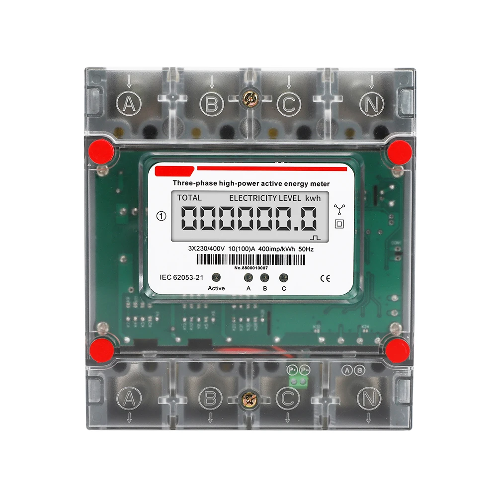 Big Power 100A  Electronic   Three-phase  High-power  Active  Energy  Meter   No Transformer Required  Pass-through Meters