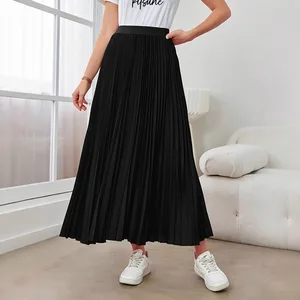 Women's Elegant European Style Flared Umbrella Skirt Breathable Pleated Custom Clothing for Foreign Trade Casual Summer Natural