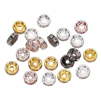 100pcs Rhinestone Spacer Beads Mix Color Czech Crystal Metal Spacers for Jewelry Making DIY Earrings Bracelets Accessories