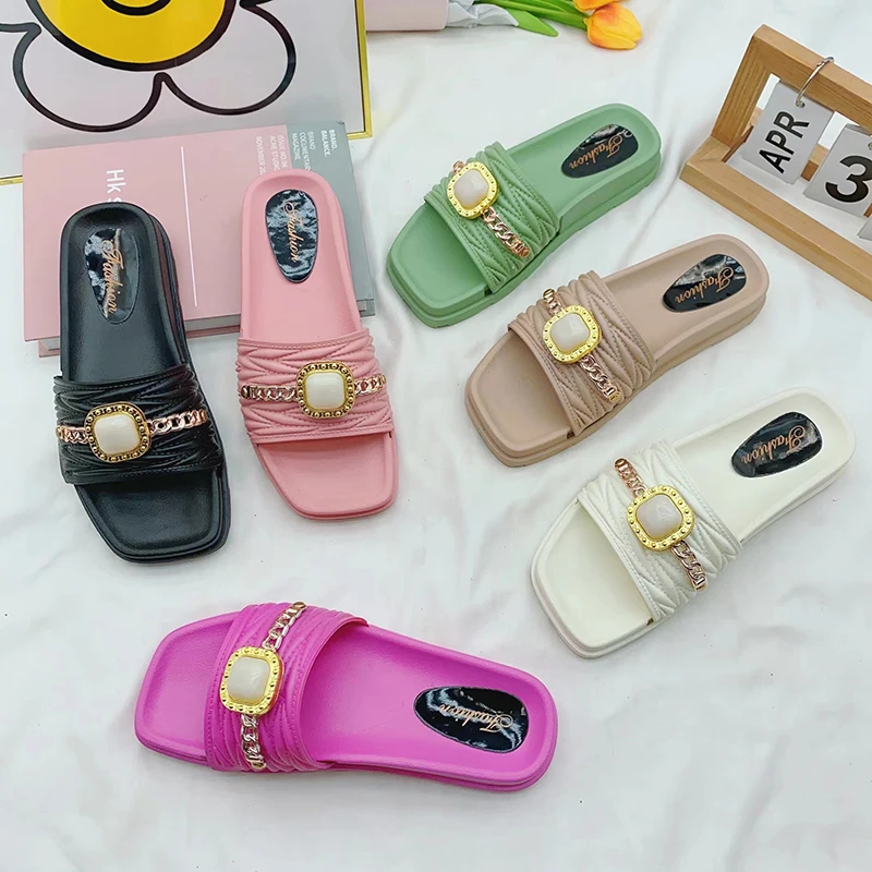 Malaysia Hot Sale New Outdoor Multiple Colors Fashionable Slipper Bow Decoration Slipper Classic Women Sandals slippers