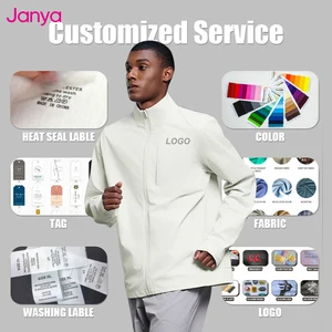 Janya Men's Sportswear Jacket with Pockets Casual Zippered 100% Polyester Regular Long Sleeve Coat Stand Collar Knitted Jacket