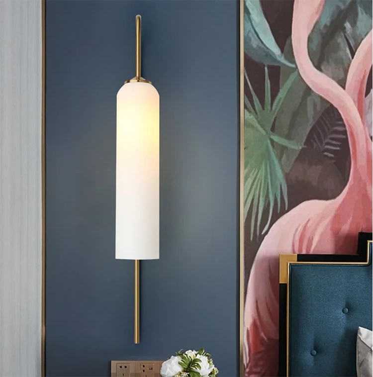 Modern Design Nordic Decorative Gold Metal Blue Glass Bathroom Wall Lamp