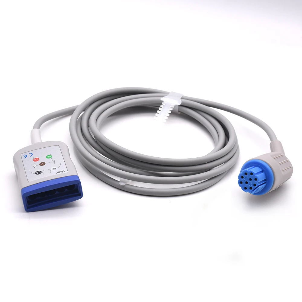 Tıbbi GE ECG Makine Kablosu ECG EKG Trunk Uzatma Kablosu IEC 5lider