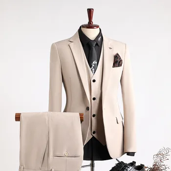 Men's Blazer Slim-Fit Wedding Dress Best Business Professional Formal Suit with Single Breasted Closure Spring New Suit