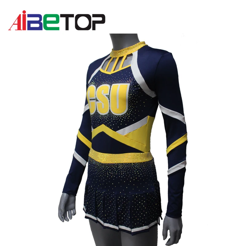 High School Competition Cheerleaders Uniforms Rhinestones Cheerleading 