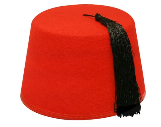 ADULT BLACK FEZ HAT WITH GOLD TASSEL MOROCCAN FANCY DRESS COSTUME ACCESSORY 