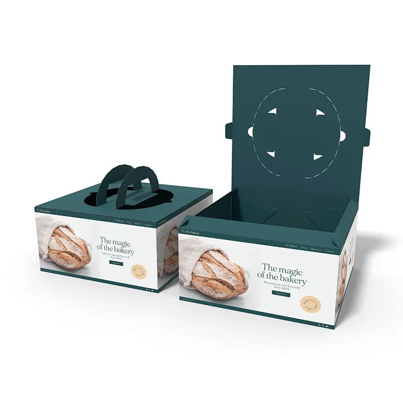 Scatola per torte in carta alimentare con logo personalizzato stampato a foglia d'oro, monouso, per imballaggio da pasticceria, scatola in cartoncino bianco