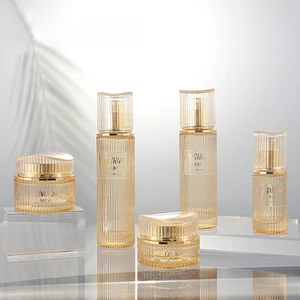 Golden Translucent High-quality Cosmetic Bottle Packaging 30ml 100ml 120ml Lotion Bottle 30g 50g Jar with High End Acrylic Lid