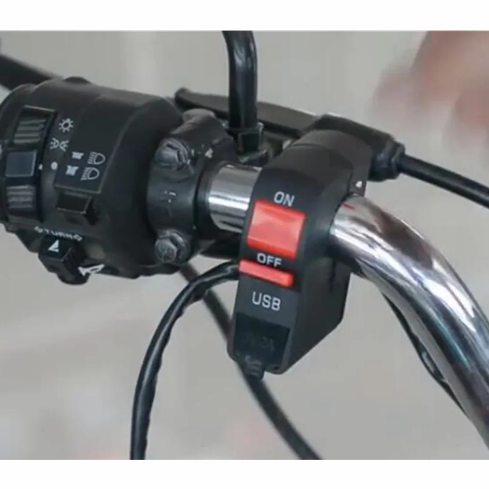 HearxinLED мотоциклетные фары прозрачный Переключатель 12 В светодиодный индикатор мотоциклетное крепление на руль USB зарядное устройство для телефона с