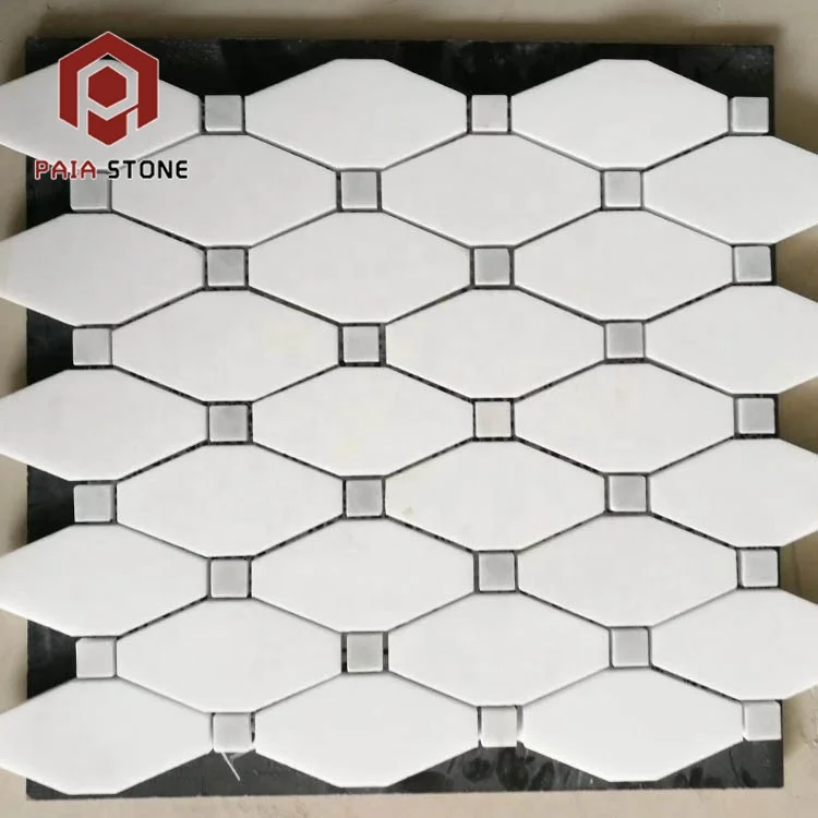 product white marble lantern mosaic wall tile for kitchen backsplash and bathroom design-3