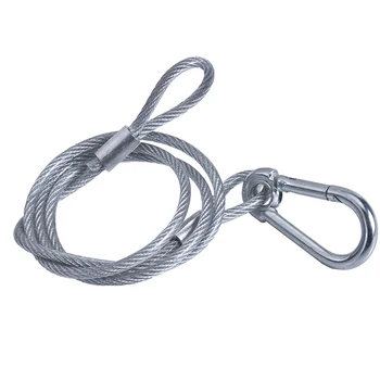 Silver 4mm Safety Stainless Steel Cable with Loops Heavy Duty Bike Lock Hook Flexible Security Steel Cable Wire Lock