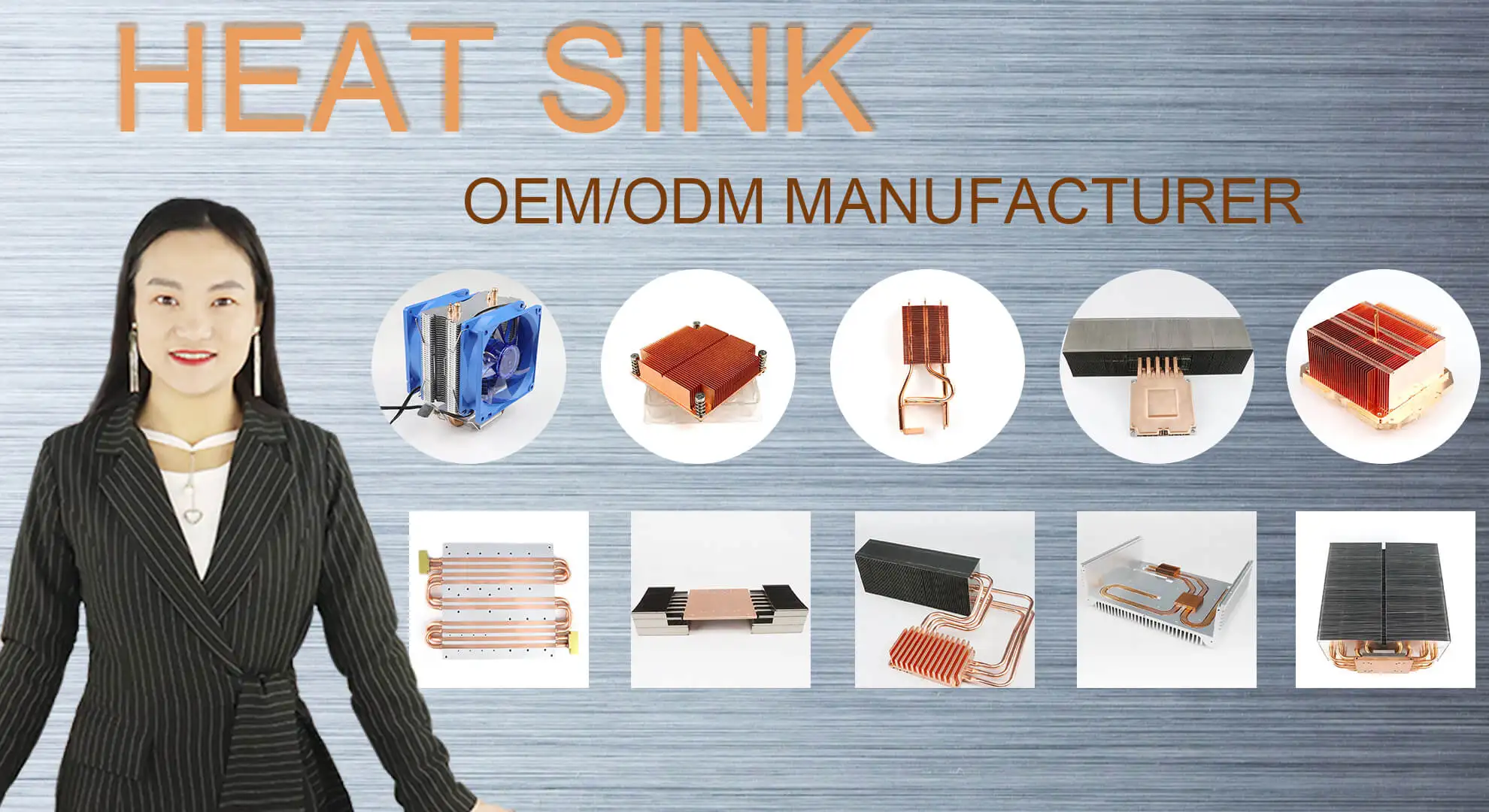 Aluminum Fin Dual Heat Sink With 10 Heat Pipes Stacked Fin Heatsink