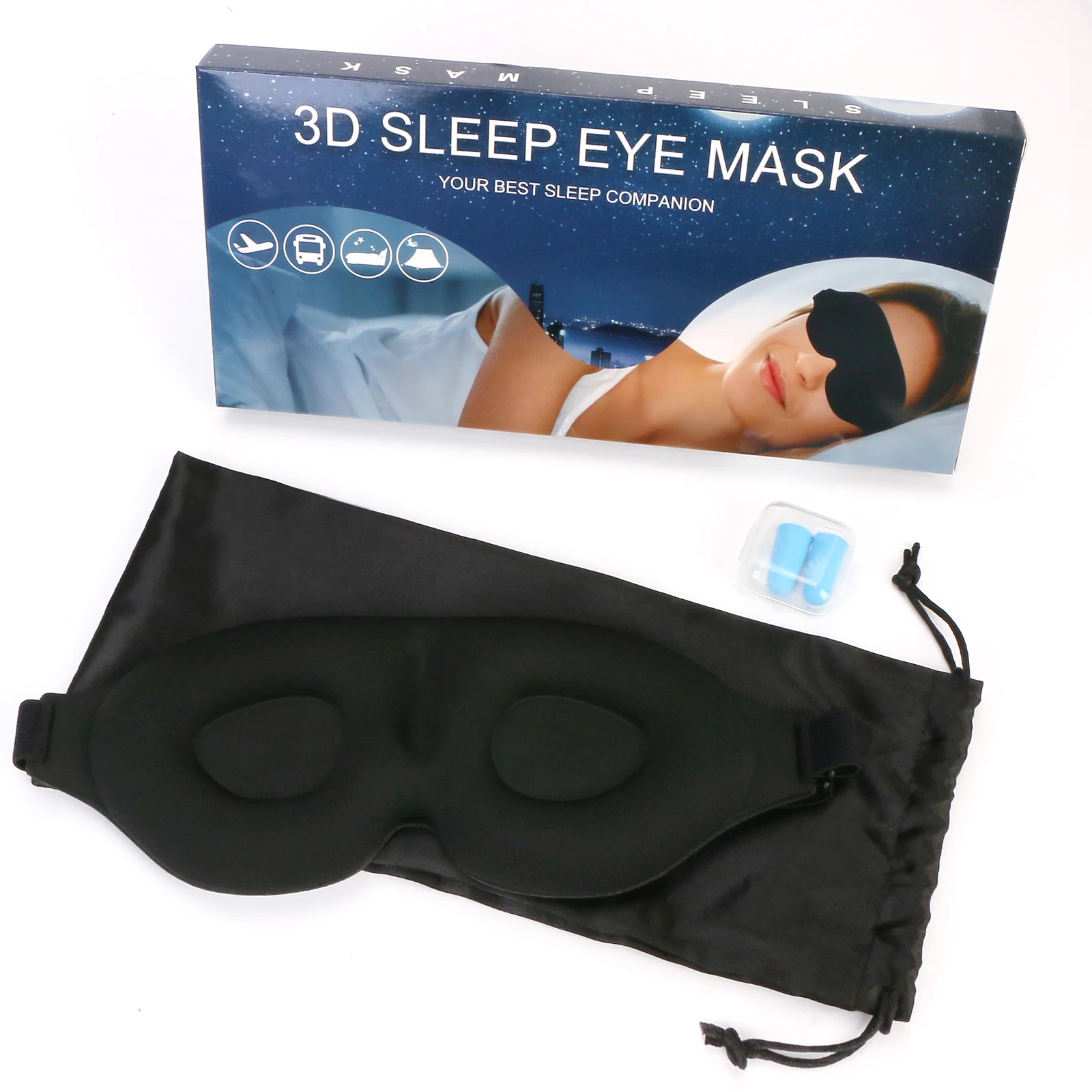 3d Contoured Cup Sleeping Eye Mask & Blindfold Soft Comfort Eye Shade