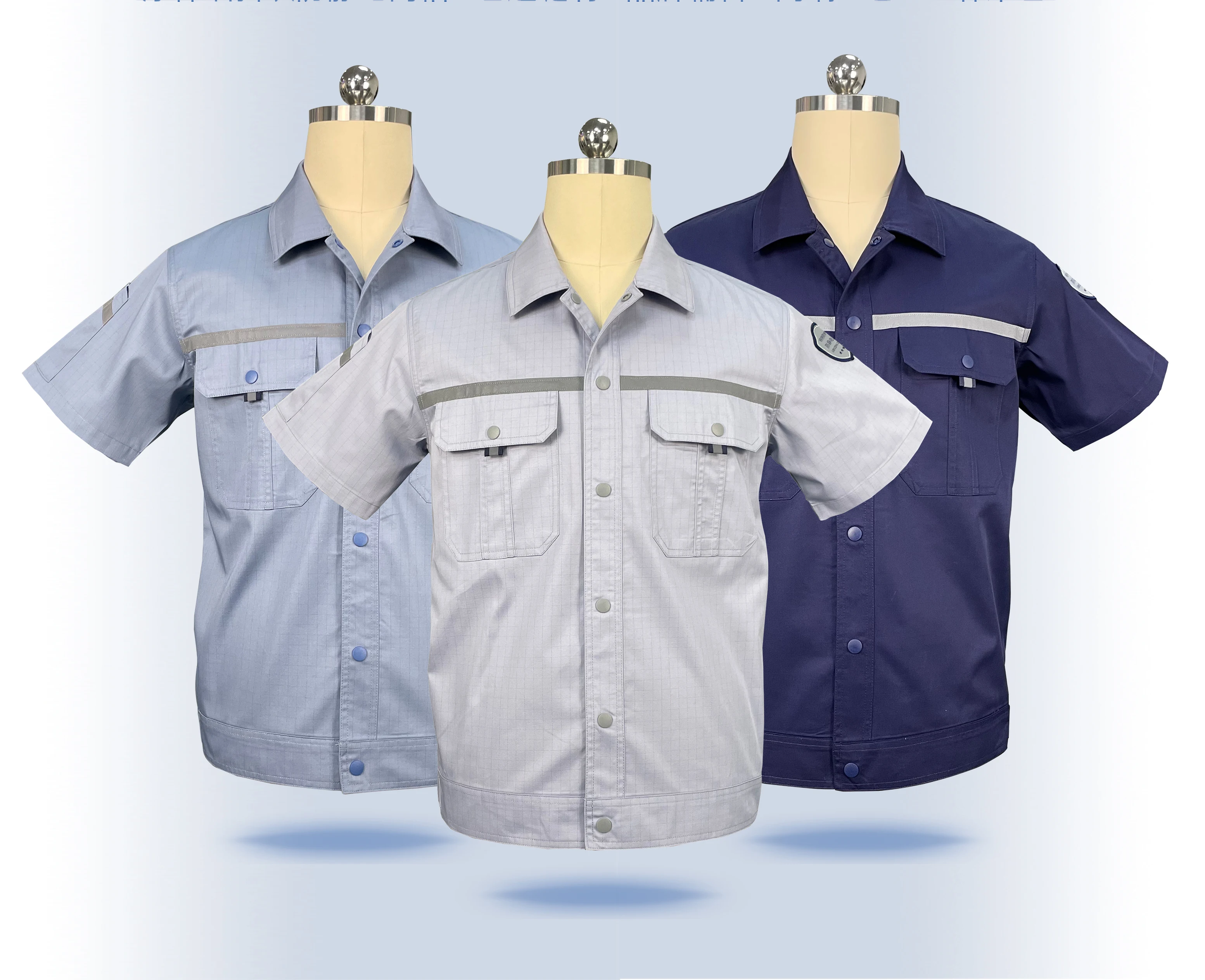 Custom Antistatic work clothes sets summer short sleeve thin natural gas station filling station fac