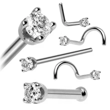 5Pcs/Set Diamond Nose Pin Screw Nose Piercing Hoop Classic Septum Stainless Steel Nose Ring Nostril Piercing Jewelry