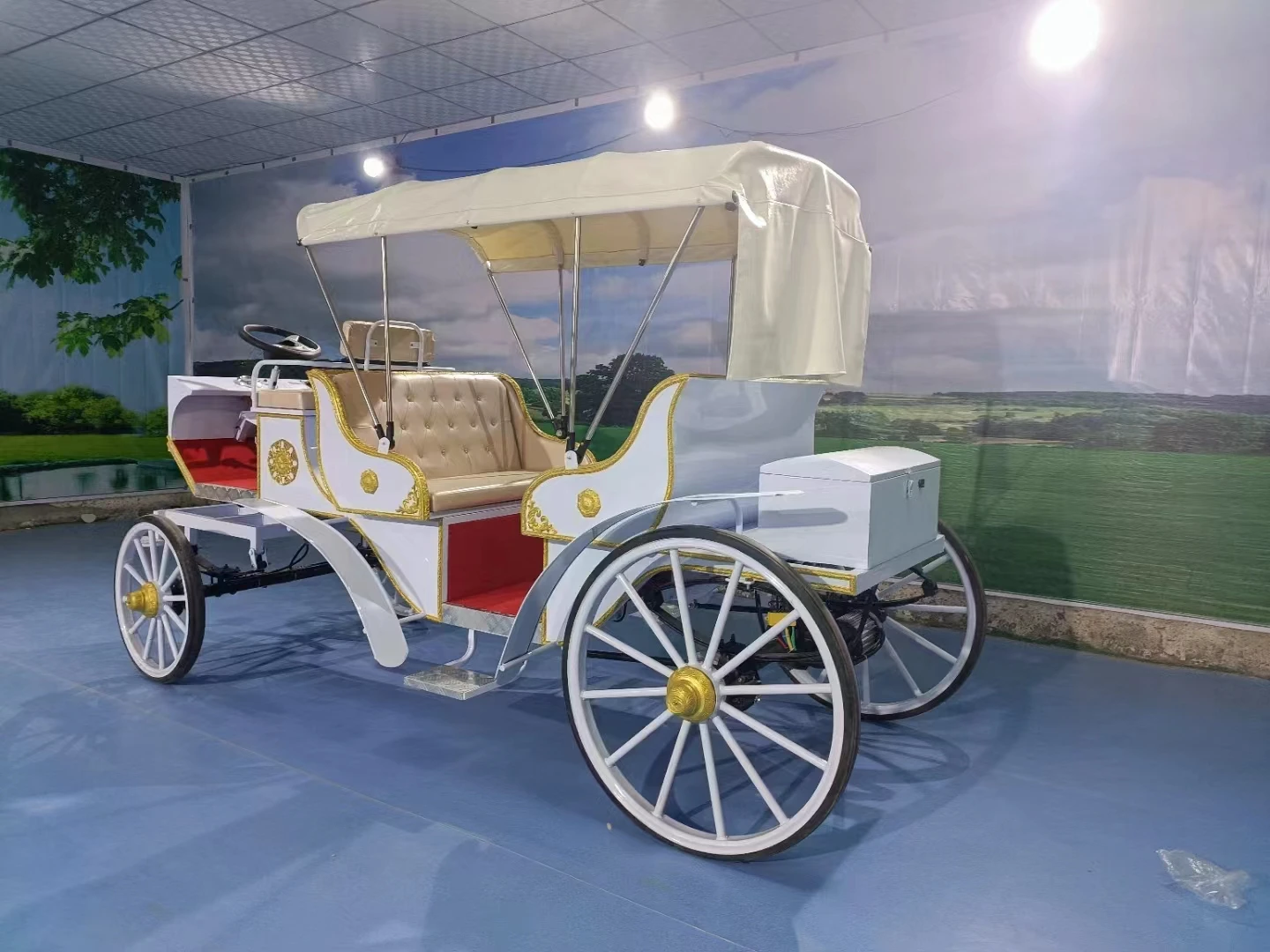Factory Price Sightseeing Horse Carriage Wagon Princess Wedding Horse Cart Marathon Victoria