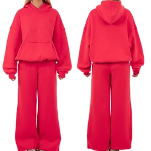 2026 New Activewear Heavyweight Winter Sport Outfit Clothing Two Piece Gym Fitness Oversize Thick Pullover Tracksuits for Women