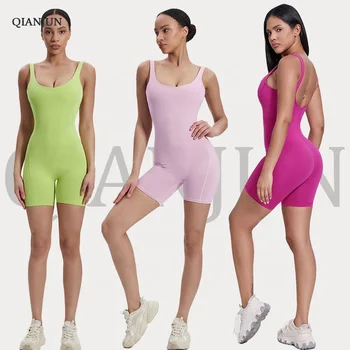 New One Piece Halter Casual Cutout Bodycon Rompers Tight-Fitting Sleeveless Women Jumpsuit Women Gym Rompers