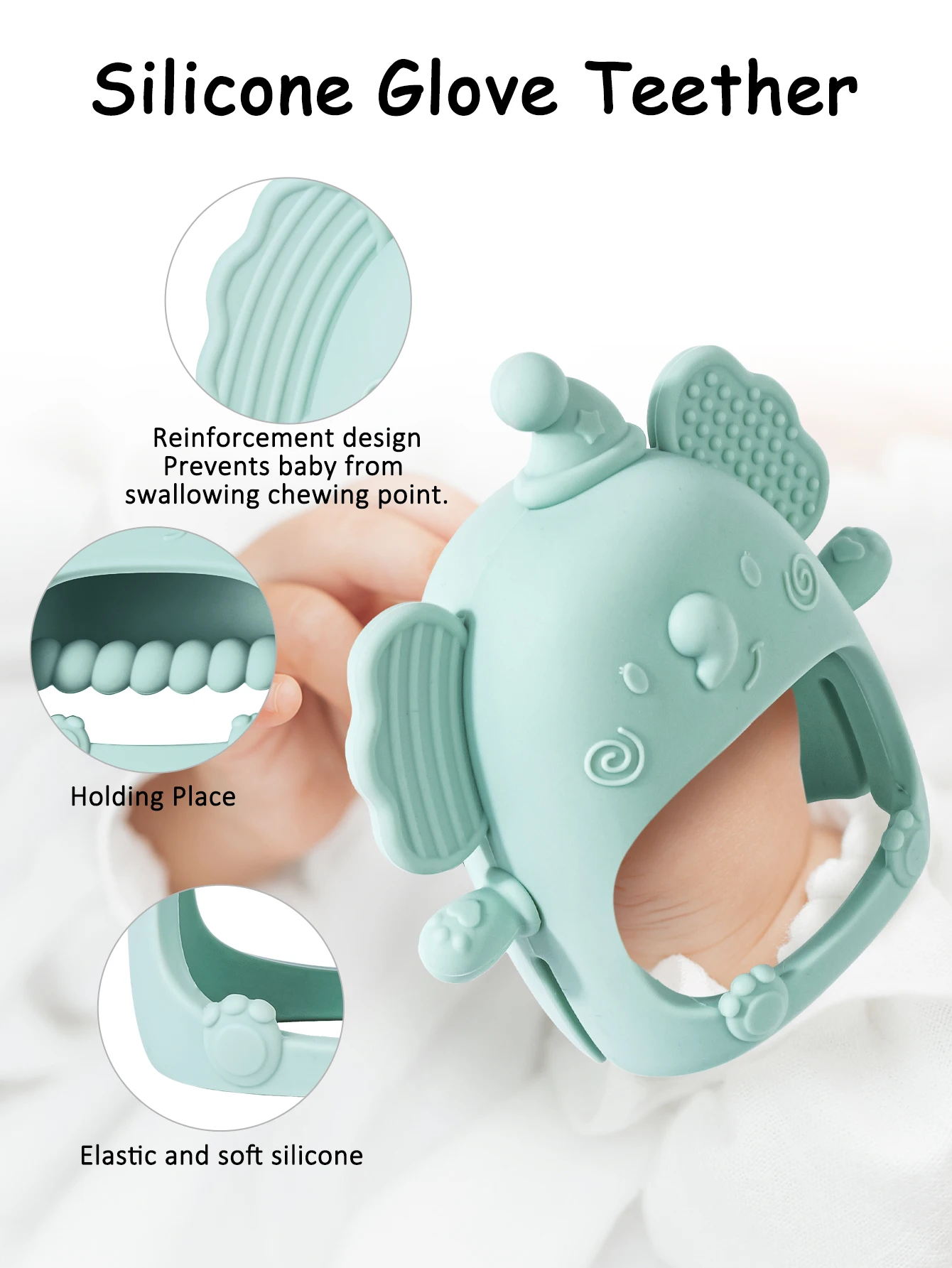 2024 New Custom Baby Teether Glove Toddler Kids Pacifier Ring Silicone 