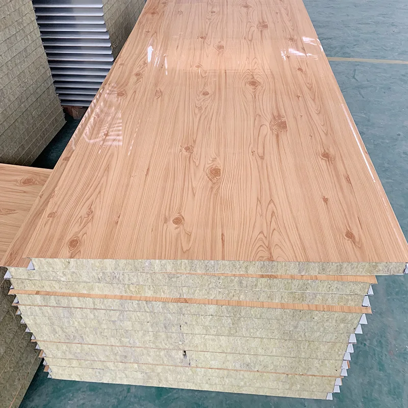 Popular wood slat wall panel rock wool sandwich panels board for building factory