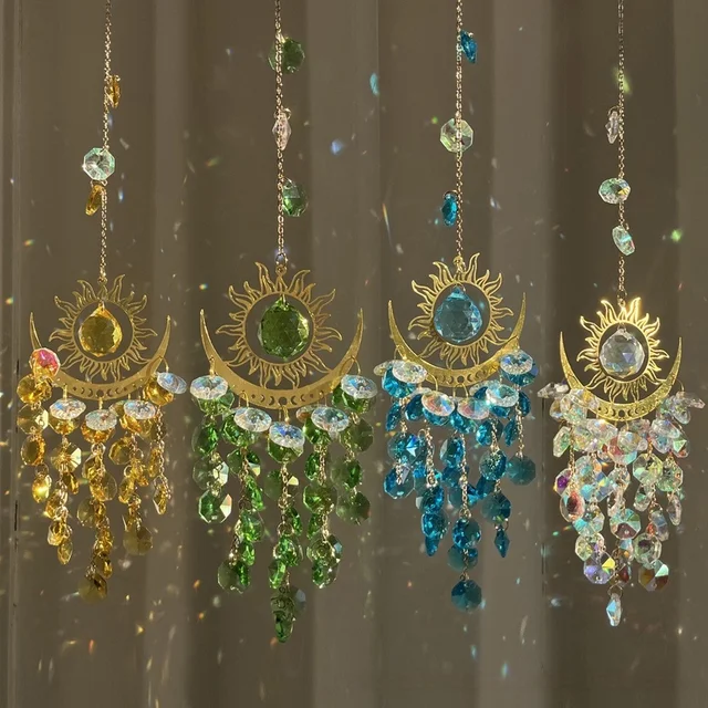 Crystal Dream Catcher Exquisite Hanging Decoration Evil Eye Dreamcatcher Wind Chimes Suncatchers Circle Sun Catcher EH2501018
