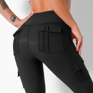 Women'S Trousers High Waist Pants Sports Running Joggers Ladies Girls Fitness Wear Yoga Leggings With Multi Pocket