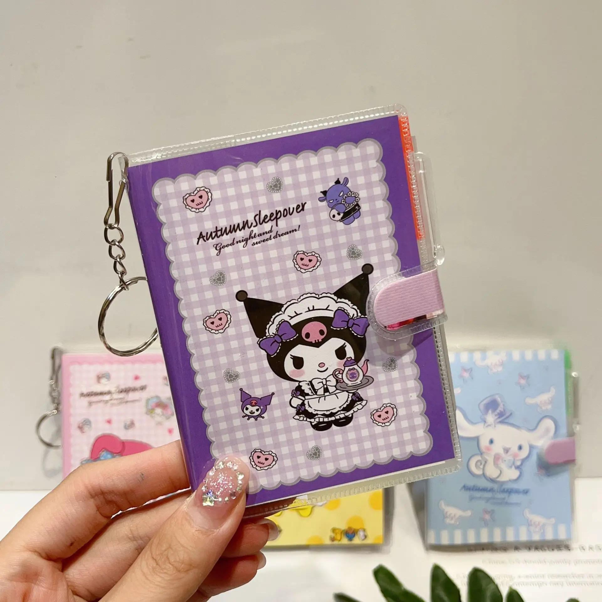 Linda 2024 Kuromi Mymelody Cinnamoroll Keychain Plastic Sleeve Notepad ...