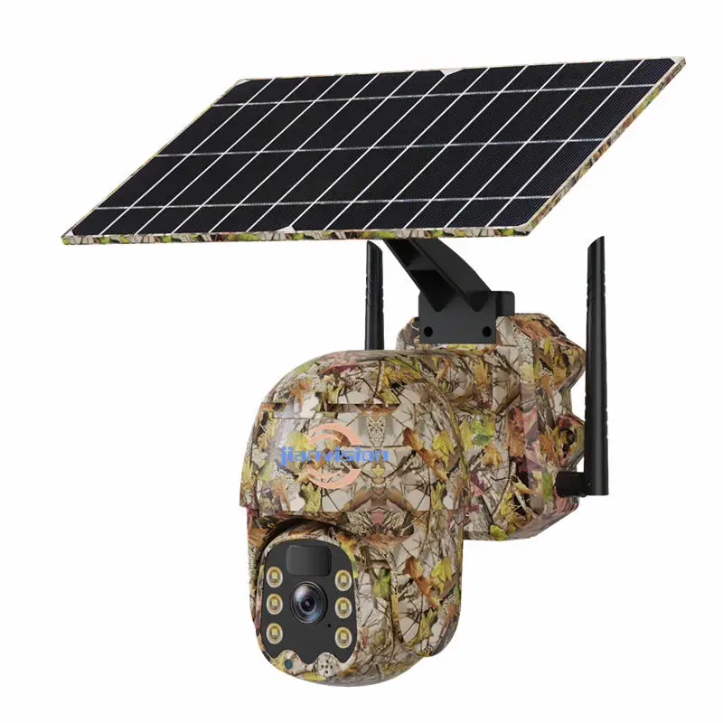 Jianvision Forest Bark Camouflage Maple Leaf Patterns 4G PTZ Wireless Solar Powered Outdoor Security Solar Construction Camera