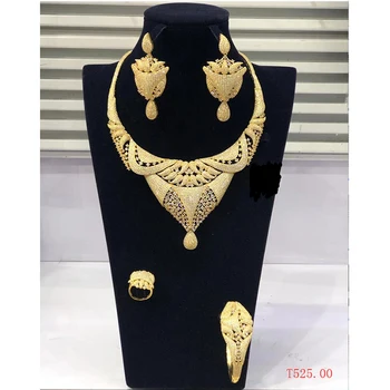 Set-5 xuping indian gold plated jewelry, zirconia jewelry bridal set, necklace set women jewelry
