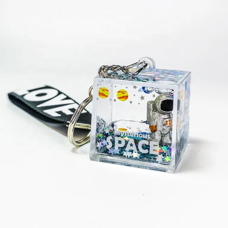 Хит продаж, подарки НАСА, креативный квадратный акриловый астронавт, брелок с подвеской в виде зыбучего песка, декоративный брелок для ключей в виде астронавта