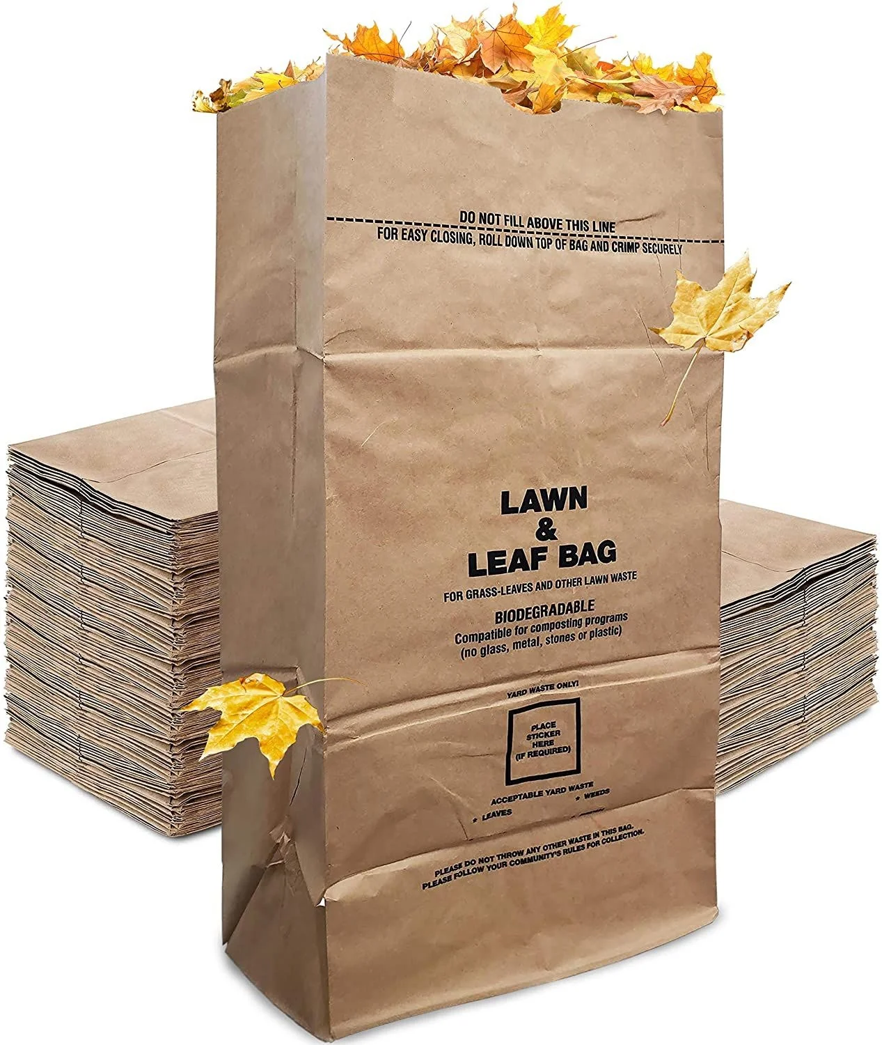 Customized Biodegradable Brown Paper Bag Leaf Lawn Grass Garden Paper Bag  Refuse Trash Wast Garbage Bags - China Packaging Bag, Lawn Bags