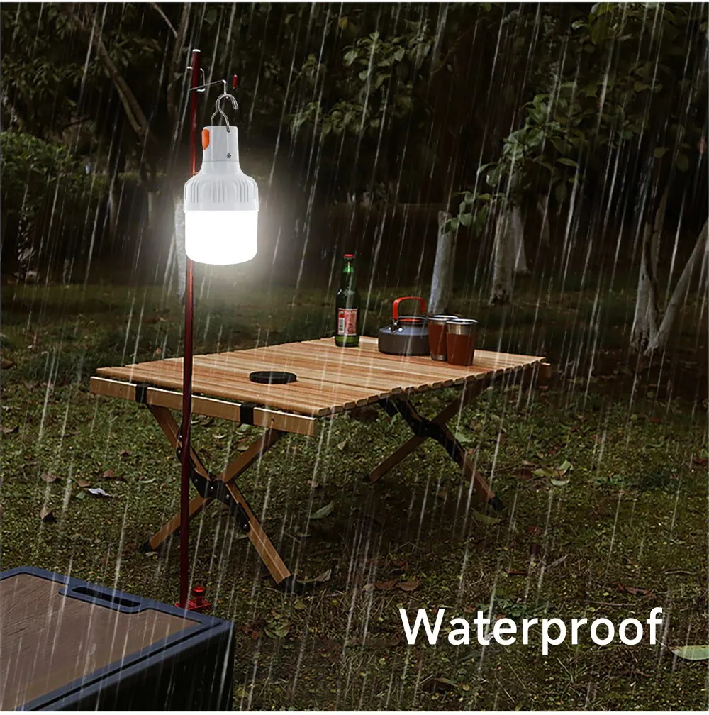 Outdoor USB Rechargeable LED Lamp Bulbs 60W Emergency Light Hook Up Camping Fishing Portable Lantern Night Lights