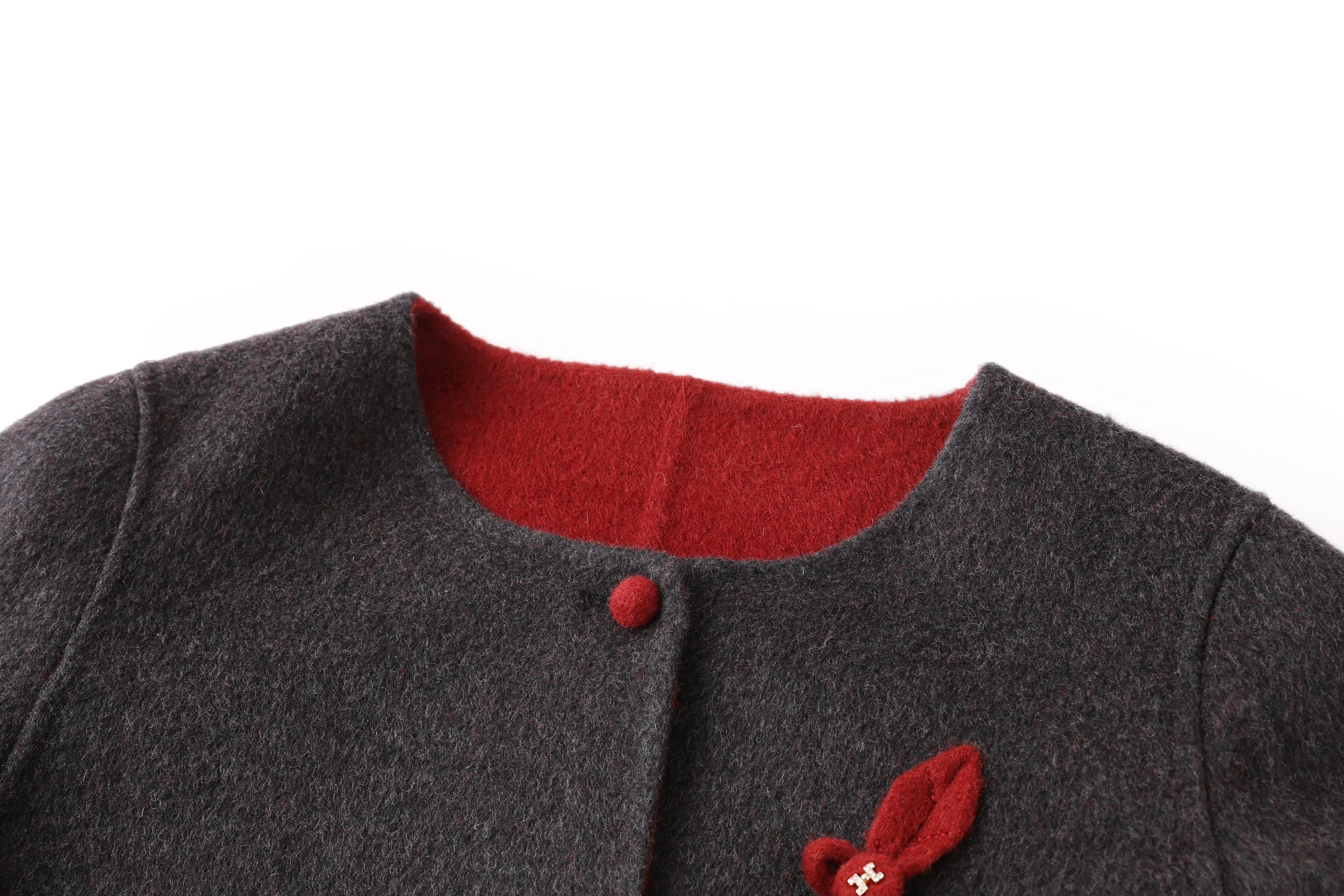 Chinese Style Winter Short Woolen Jacket Coat Single-Breasted Closure Type