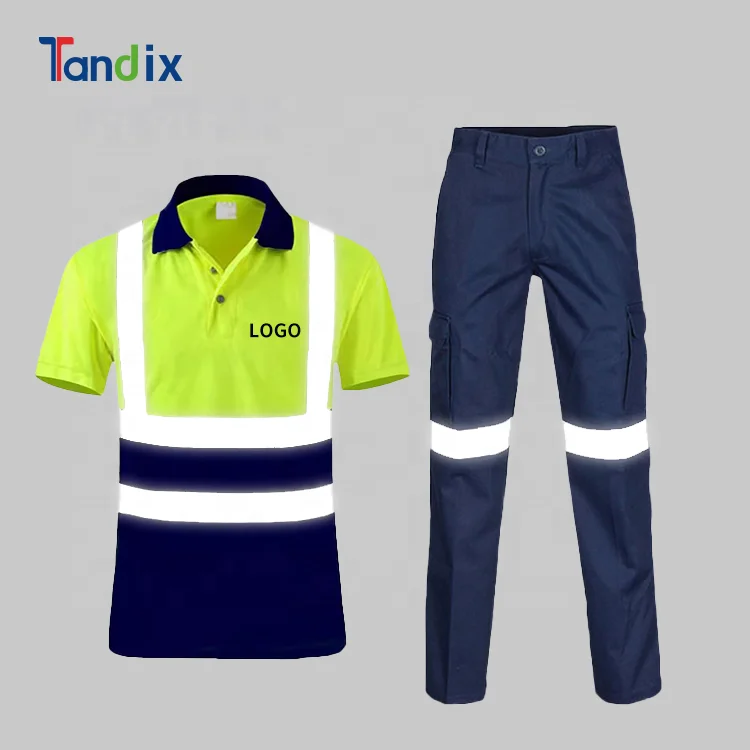 OEM Worker Uniform Overall Traffic Construction Reflective Safety Coverall High Visibility Shirt Pant Suit Hi Vis Work Workwear