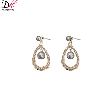 New s925 sliver needle korea fashion simplicity exquisite pearl earrings creative french sweet tear drop jewellery