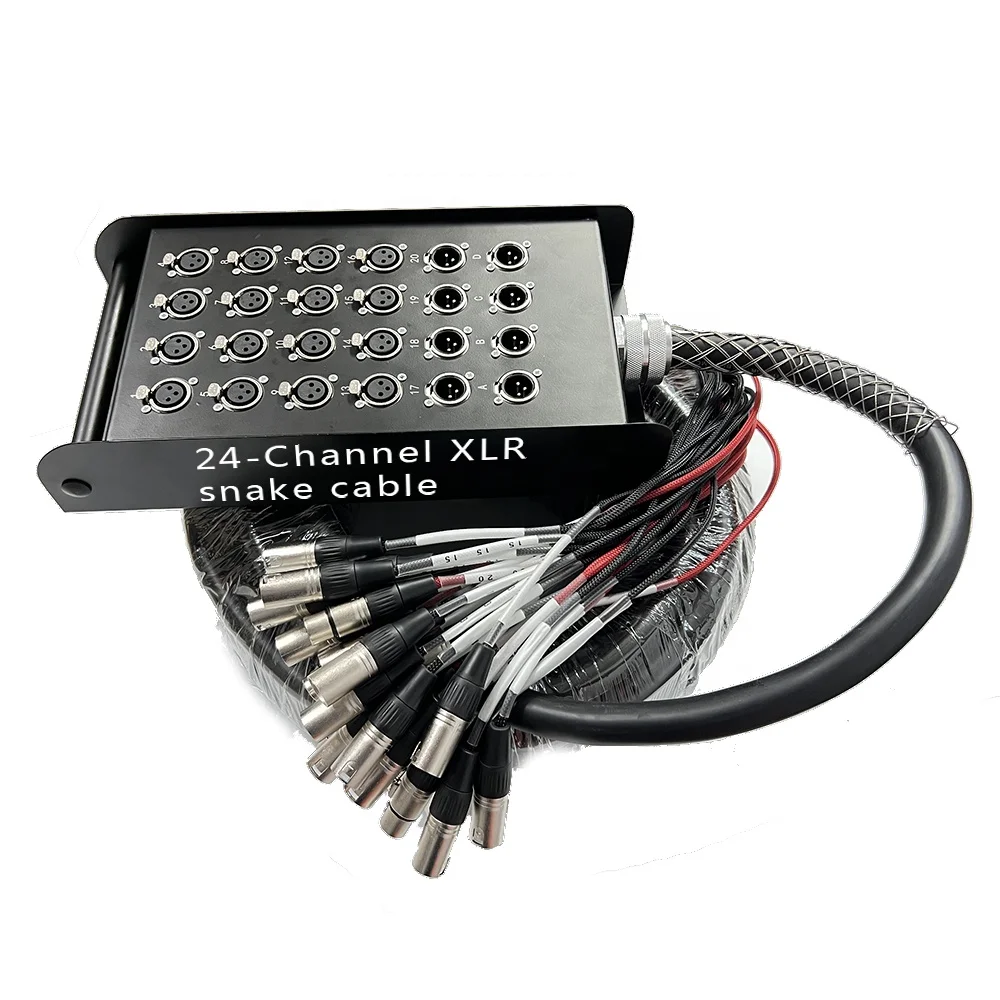 High Quality Profesional Multicore 24 Channel 3 Pin Male to Female Xlr Y Splitter Microphone Audio Snake Cable With Stage Box