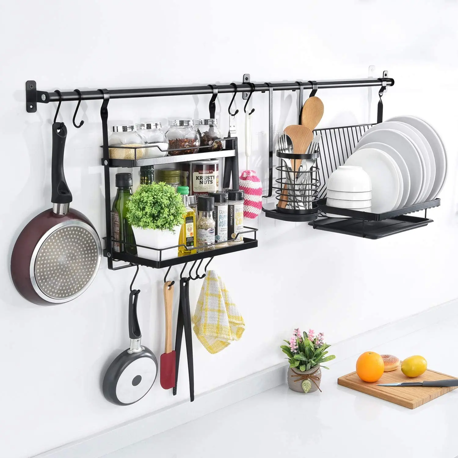 Pot Rack Wall Mounted, Foldable Kitchen Storage Rack For Pots