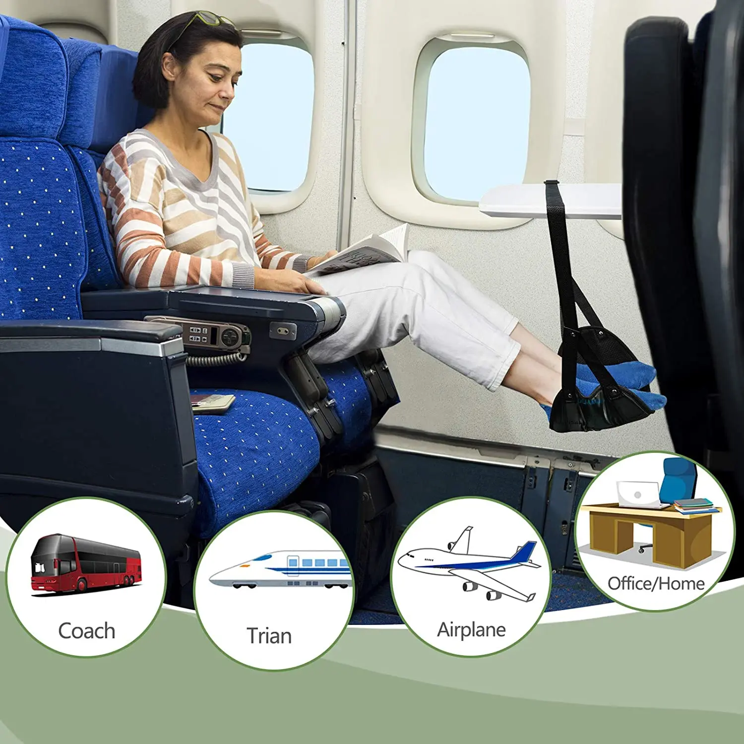 Under-desk Foot Hammock Office Rest Comfy Travel Airplane Footrest Portable  US