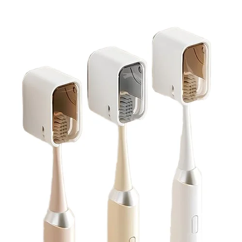 Waterproof Wall-Mounted Toothbrush Holders Strong Self-Adhesive Bathroom Organizer with Cover for Family