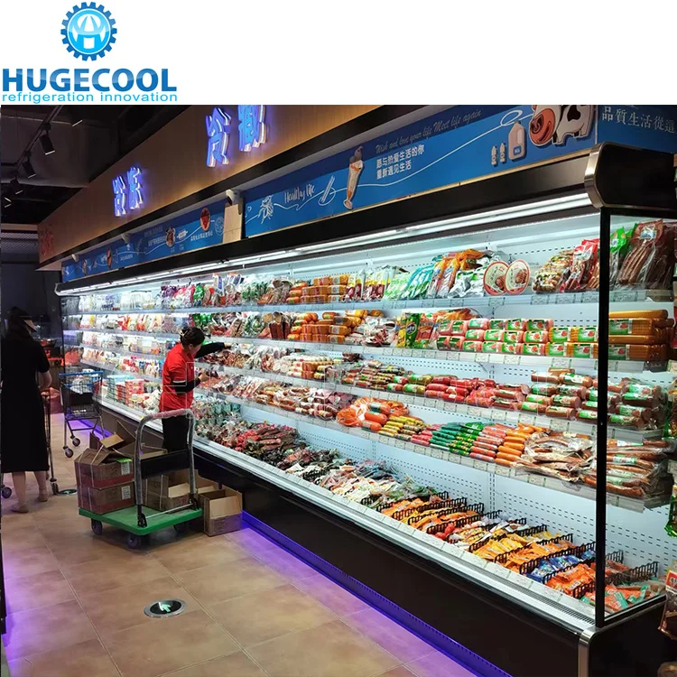 Remote Type Supermarket Upright Multideck Chiller , Open Chiller Showcase for Vegetables and Fruits Display
