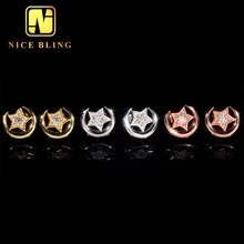 Trendy Hip Hop Jewelry 925 Sterling Silver Star Shape Ear Studs Claw Setting VVS Moissanite Stud Earring For women